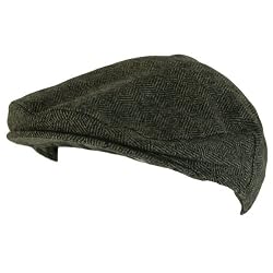 New Wool Herringbone Ivy Driving Golf Cap Hat * Charcoal * Large / Extra Large