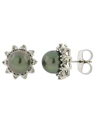 0.52ct 14k White Gold Diamond and Pearl Earrings