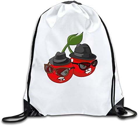 Emoji Cherry Sunglasses 100% Polyester Fiber Drawstring Backpack One Size