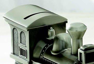 Train Engine Bank - Plated with non-tarnish antique pewter finish.