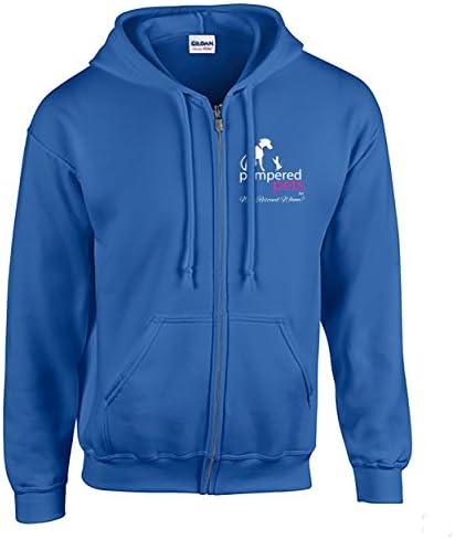 Pampered Pets Adult 8-Ounce Heavy Blend Full Zippered Hoodie Sweatshirt with "Who Rescued Whom?" Slogan, Royal, Medium
