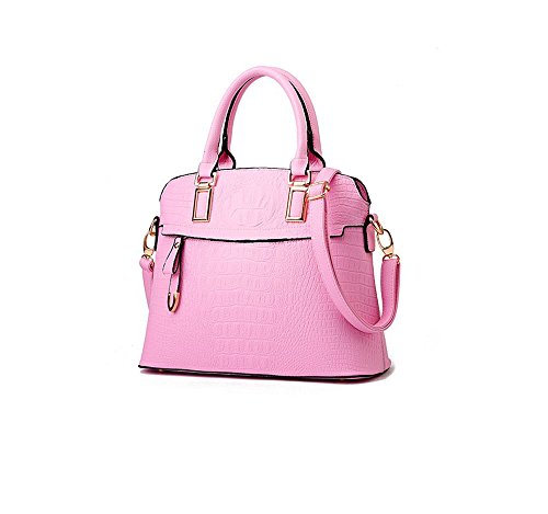New Fashionable crocodile handbag shoulder bag Ms. Messenger bag shell bag large handbag（Pink）