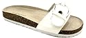 Platino Womens Ahoy 's White Moulded Footbed Buckle Sandals