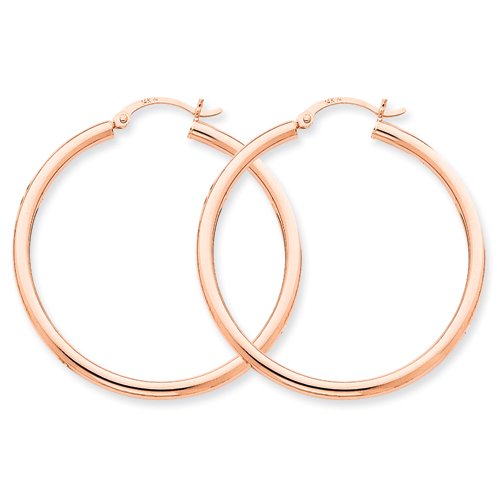 14k Rose Gold 2.5mm Polished Hoop Earrings