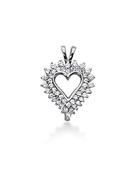 14K Gold Prong set Diamond Heart Pendant (0.94 cttw, F - G Color, SI2 Clarity)