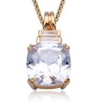 18kpl Lg Square with Straight Baguette CZ Pendant on 18" Chain