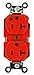 Leviton 20-Amp, 125-Volt, Extra Heavy Duty Hospital Grade, Duplex Receptacle, Straight Blade, Self Grounding, 8300-R, Red