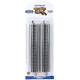 Bachmann Trains Snap-Fit E-Z Track 9 inch Straight Track (4/card), Gray Roadbed