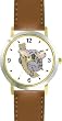 Cartoon Koala Bear Animal - WATCHBUDDY&reg; DELUXE TWO-TONE THEME WATCH - Arabic Numbers - Brown Leather Strap-Women's Size-Small