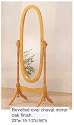 Bevelled Oval Cheval Mirror in Oak Finish