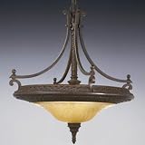 Murray Feiss F2029/3PAL Casbah Three-Light Uplight Fixture in a Palladio Finish and Amber Etched Glass