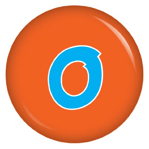 Zahl orange-blau 0 Button Ansteckbutton 37mm für Geburtstag und Jubiläum
