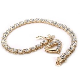 14K Gold Diamond Heart Tennis Bracelet by PammyJ Bracelet