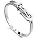 INBLUE Women's Stainless Steel Bracelet Bangle Cuff Silver Tone Belt Buckle