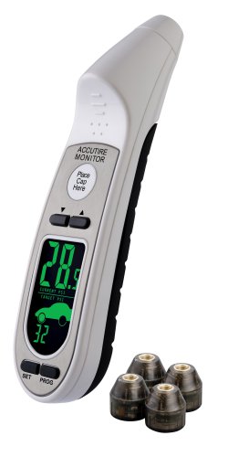 Accutire MS-4359B Remote Tire Pressure Monitoring System (TPMS) with 4 Electronic Valve Caps and Programming Tire Pressure Gauge