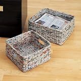 Recycled Newspaper Baskets Set of 2