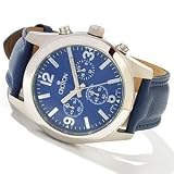 Croton Mens Chronograph Japanese Quartz Blue Leather Watch