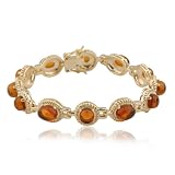 18k Yellow Gold Plated Sterling Silver Amber Bracelet, 7.25