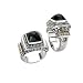 925 Silver & Faceted Onyx Square Ring with 18k Gold Accents- Sizes 6-8