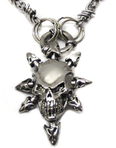 Pewter Gothic Skull Pendant with unique chain
