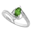 14K White Gold Chatham Created Emerald and Diamond Ring