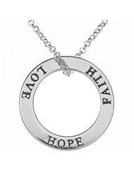 Sterling Silver Faith Hope Love Circle Necklace