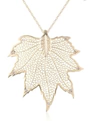 10k Gold Plated Sterling Silver 7-Point Diamond Leaf Pendant Necklace (1/20 cttw)