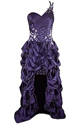 Sexy  Beaded One Shoulder Taffeta Party Dress  With Ruffles