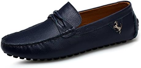 POPlus Men's Classic Leather Loafers Driving Shoes Blue 9 D(M) US