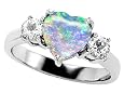 2.60 cttw 925 Sterling Silver 14K White Gold Plated Lab Created Heart Shape Opal Engagement Ring - Gold Plated Silver