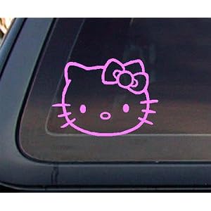 Hello Kitty Face 5" WIDE Car Decal / Sticker - LIGHT PINK