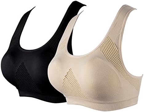 Women's Padded Sports Bras Racerback Seamless Fitness Workout Yoga Bra Color Pack of 2 Colors Size M