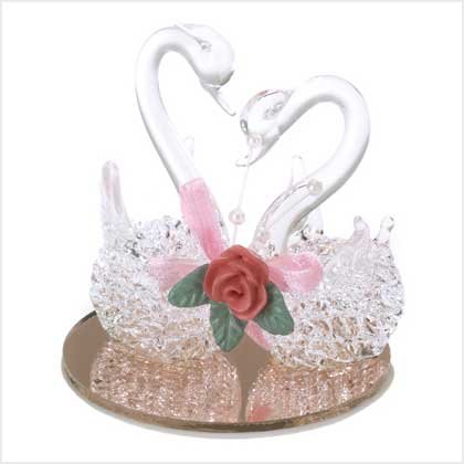 Spun Glass Twin Swans