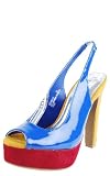 Aileen17 Patent Colorblock Slingback Heels BLUE