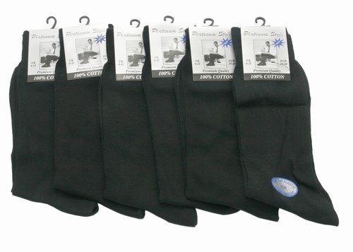 Mens plain 100% cotton socks (Pack of 6)