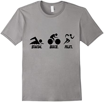 Men's SWIM BIKE RUN Tshirt Medium Slate