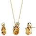 Jewelry : Captivating and Radiant 1.57 cts Oval Checkerboard Citrine Diamond Pendant Earrings Set 14Kt Yellow Gold