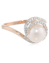 10k Rose Gold Cultured Freshwater Cultured Pearl and Diamond Ring (0.1 cttw, GH Color, I2-I3 Clarity)