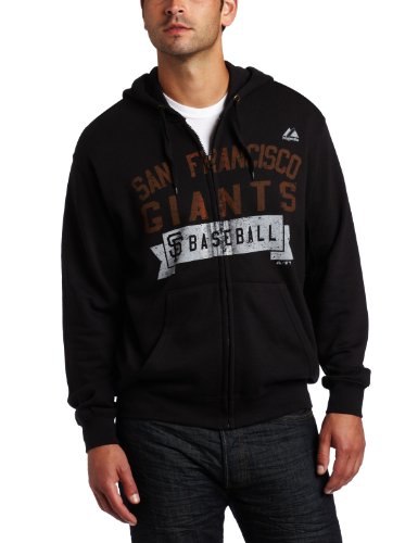 MLB Men's San Francisco Giants Arch Classic Long Sleeve Full Zip Hooded Fleece, Black, X-Large