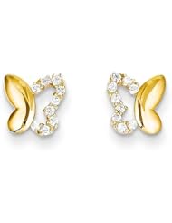 MadiK® Kids 14k Yellow Gold Polished CZ Butterfly Baby Post Stud Earrings