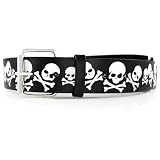 Hip Hop Wholesale - BLACK SKULL BELT WITH BUCKLE, FITS ANY KIND OF BUCKLE