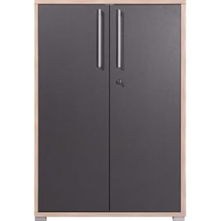 Aktenschrank Canny mit 3 Ebenen Büroschrank abschließbar 75x115cm aus Holz in Anthrazit / Grau