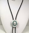 Silver Hat Bolo Tie,w/ Bright Cut, Turquoise Stones