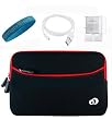 Amazon Kindle 2 Sleeves Kindle 2 Black with Red Carrying Case Sleeves + Wisdom*Courage Wristband + Screen Protector + White Color Data Cable for Kindle 2