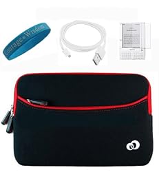 Amazon Kindle 2 Sleeves Kindle 2 Black with Red Carrying Case Sleeves + Wisdom*Courage Wristband + Screen Protector + White Color Data Cable for Kindle 2