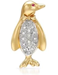 CLK Diamond 14K Two Tone Gold 0.14CTW Diamond Brooch