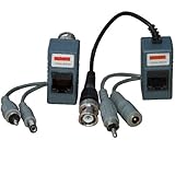VideoSecu 1 Pair Video Balun Network Transceiver with Audio Power Connectors 1EK