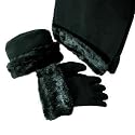 LUXURIOUS BLACK CLOCHE 3 PIECE HAT, SCARF & GLOVE SET