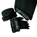 LUXURIOUS BLACK CLOCHE 3 PIECE HAT, SCARF & GLOVE SET