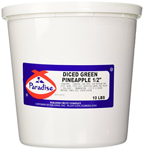 Paradise Diced Green Pineapple 1/2 Inch, 10 Pound Tub